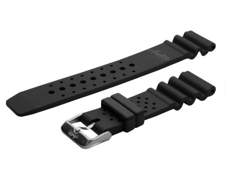 22mm Black Military PU-Rubber Strap by Arctos-Elite® Germany. Waterproof. Surgical Steel Buckle. Supply