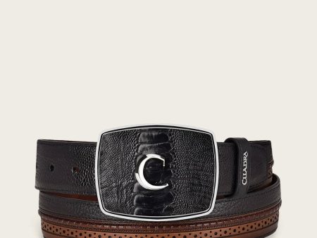 Black ostrich leg Belt For Cheap