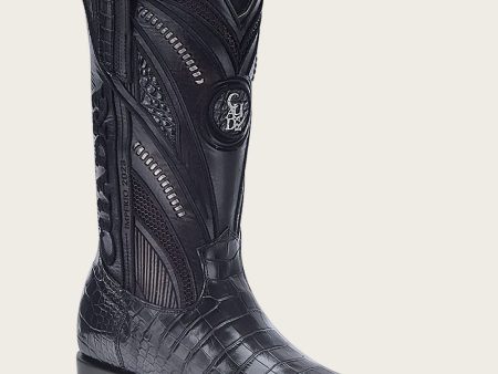 Imperio black exotic boot For Cheap