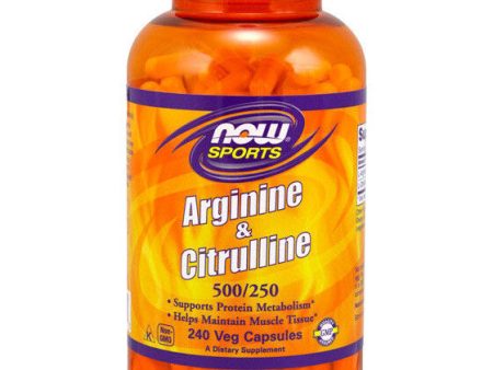 Arginine & Citrulline 500 mg 250 mg, 240 Veg Capsules, NOW Foods Online