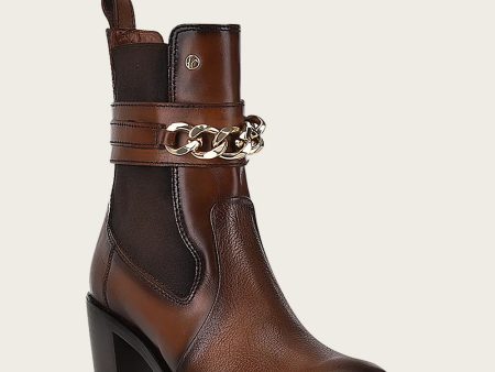 Ankle honey bootie with chain For Sale