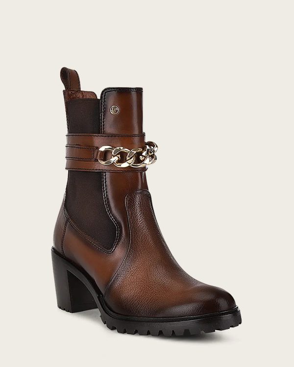 Ankle honey bootie with chain For Sale