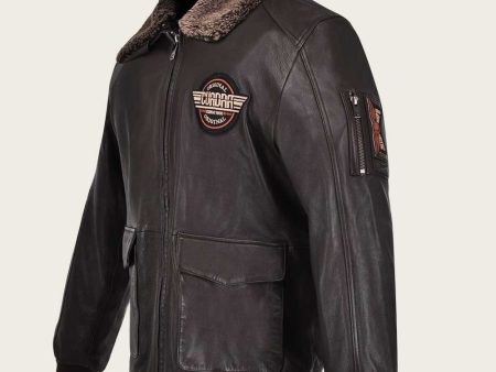 Brown aviator style jacket Discount