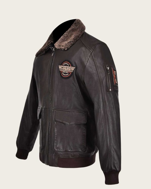 Brown aviator style jacket Discount