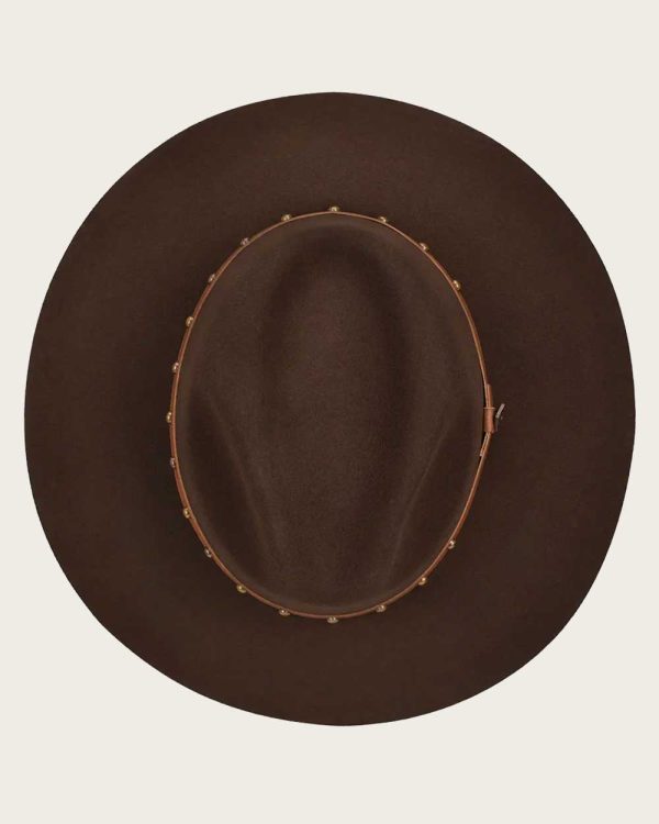 Chocolate Brown safari Wool Hat with leather headband For Sale