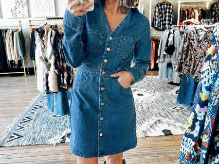 Washed Denim Mini Dress Hot on Sale