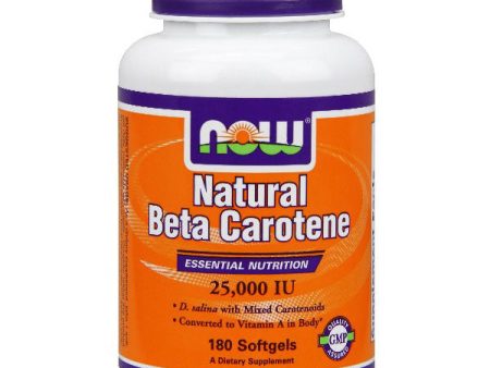 Natural Beta Carotene 25,000 IU 180 Softgels, NOW Foods For Sale