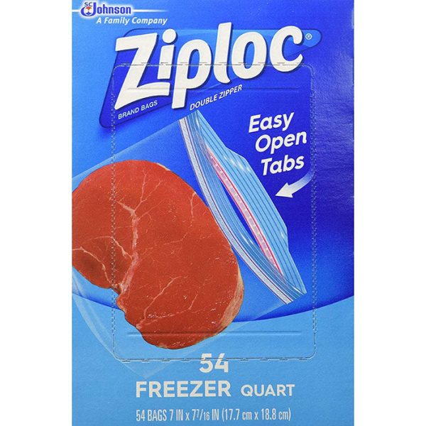 Ziploc Double Zipper Heavy Duty Freezer Quart Bags, 54 Bags For Sale