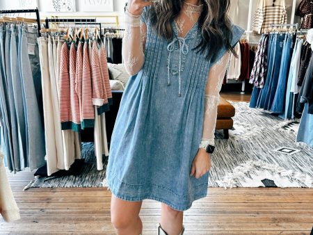 Denim Pleated Dress-2 Colors Online now