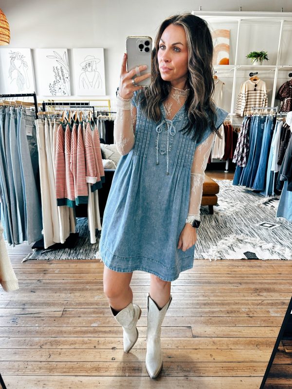 Denim Pleated Dress-2 Colors Online now