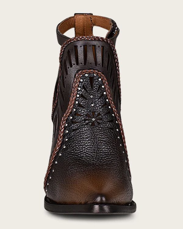 Ankle perforated brown bootie Online Sale