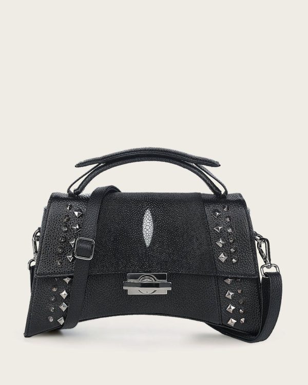 Black stingray top handle handbag For Cheap