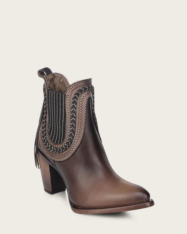 Ankle high heel brown bootie Hot on Sale