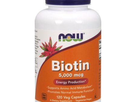 Biotin 5000mcg 120 Vcaps, NOW Foods on Sale