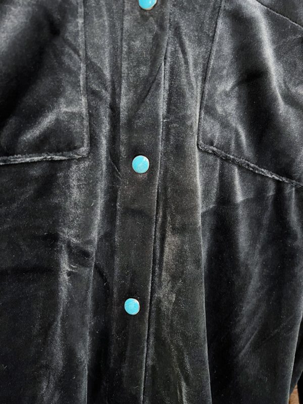 The Velvet Button Up in Black Online now