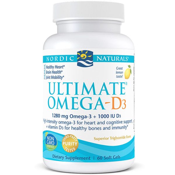 Ultimate Omega-D3, Purified Fish Oil with Vitamin D3, 60 Softgels, Nordic Naturals Sale