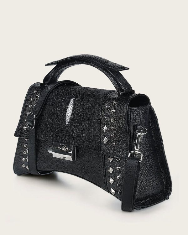 Black stingray top handle handbag For Cheap