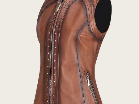 Brown with spike studs vest Online