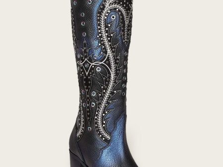 Tall western style blued boot Hot on Sale