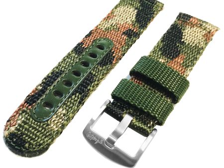 22mm Nylon Camouflage German  Flecktarn  Watch Strap by Arctos-Elite.  Surgical Steel Buckle. For Sale