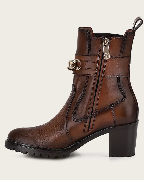 Ankle honey bootie with chain For Sale