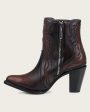 Ankle embroidery brown bootie Discount