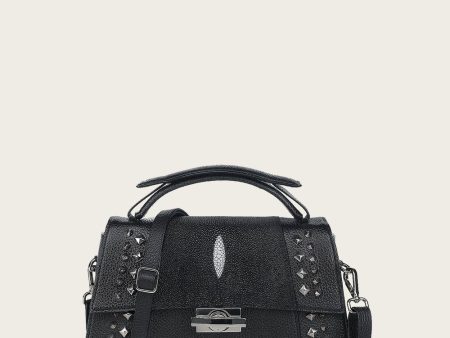 Black stingray top handle handbag For Cheap