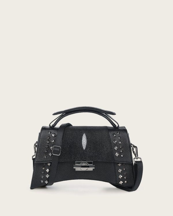 Black stingray top handle handbag For Cheap