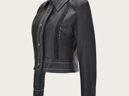 Black stitching  jacket Fashion