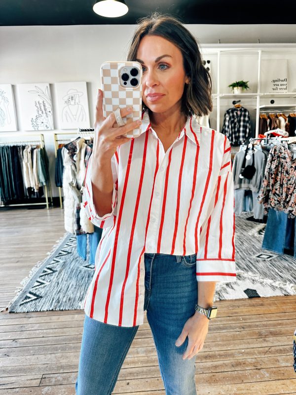 Red Candy Striped Blouse Fashion