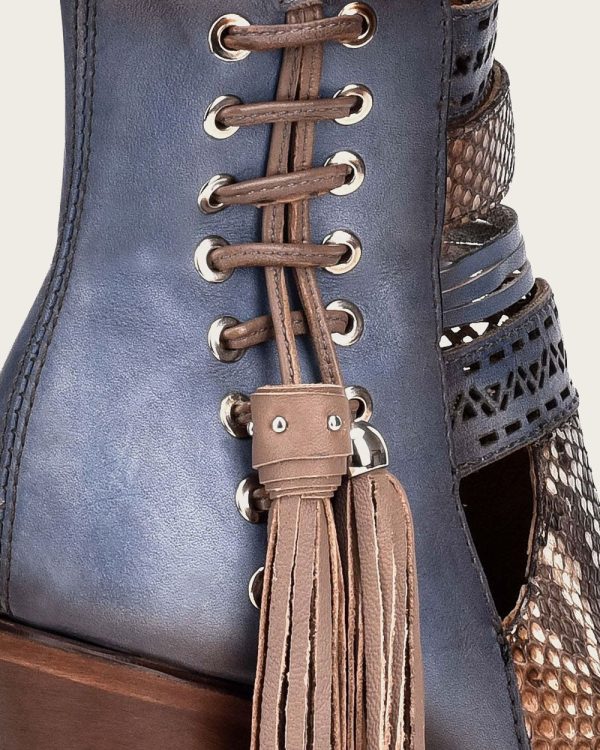 Ankle blue exotic bootie on Sale