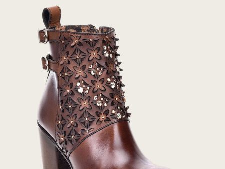 Ankle brown bootie with crystals For Sale