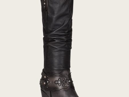 Tall black boot with crystals Supply