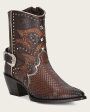 Ankle western brown exotic bootie on Sale