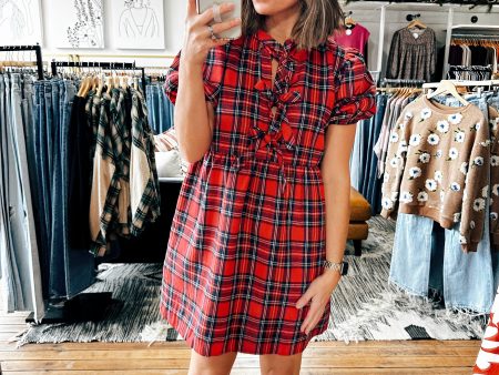 Plaid Puff Sleeve Dress-2 Colors Discount