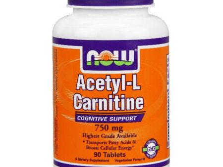 Acetyl-L-Carnitine 750 mg, 90 Tablets, NOW Foods Online Sale