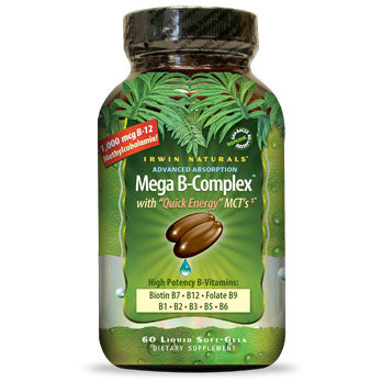 Mega B-Complex with Quick Energy MCT s, 60 Liquid Softgels, Irwin Naturals Hot on Sale