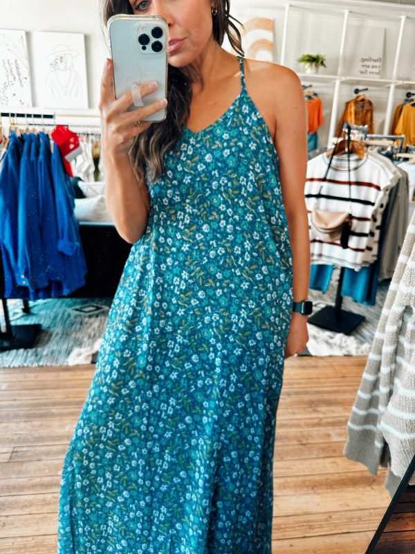 Oasis Navy Floral Maxi Dress Cheap