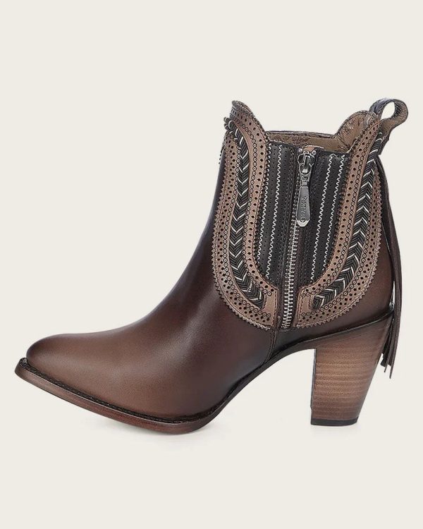 Ankle high heel brown bootie Hot on Sale