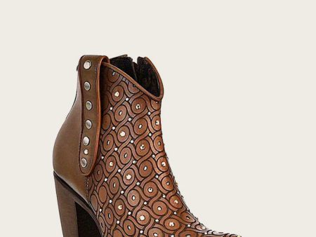 Ankle handwoven brown bootie Cheap