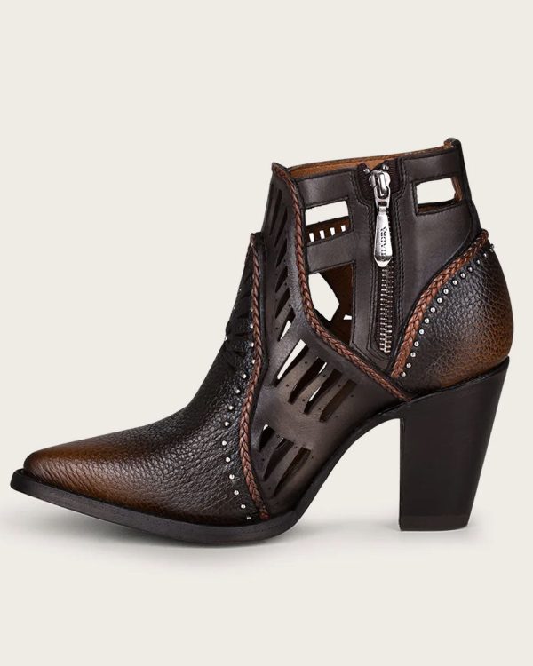 Ankle perforated brown bootie Online Sale