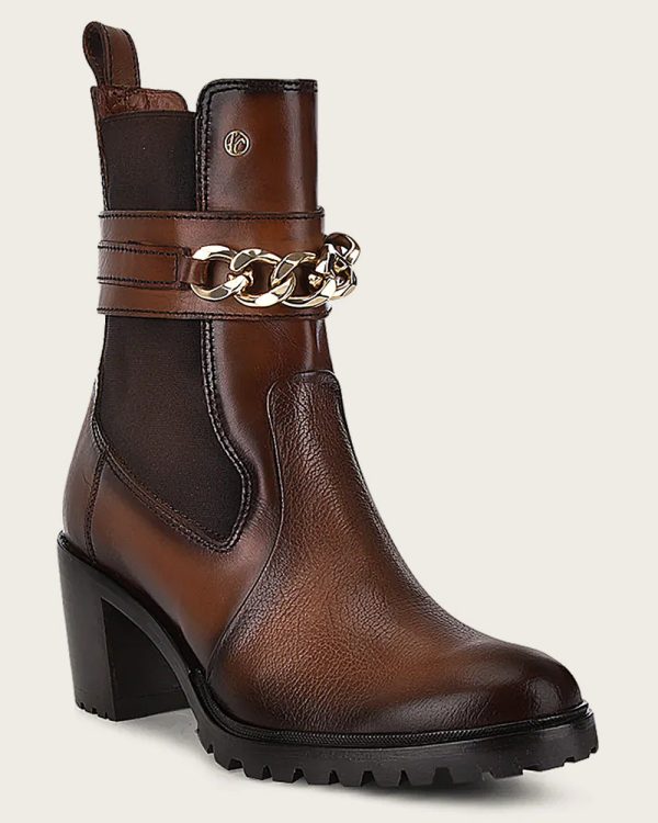 Ankle honey bootie with chain For Sale