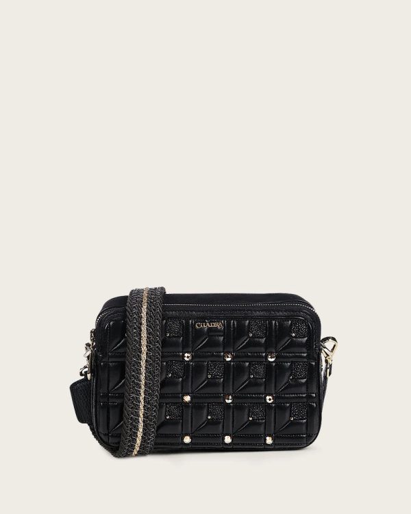 Black with crystals crossbody handbag For Discount