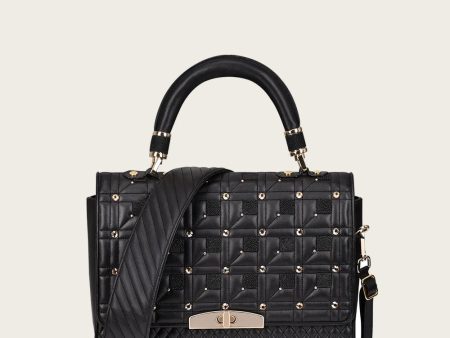 Black exotic top handle handbag Online Sale