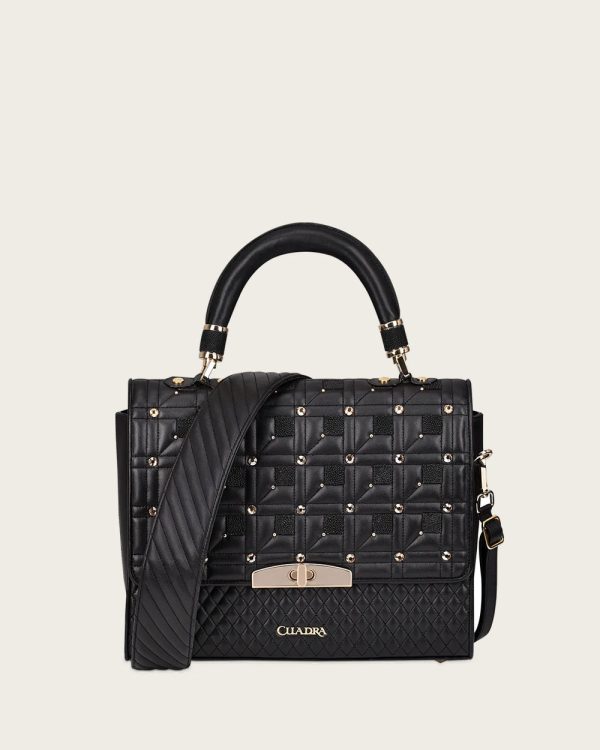 Black exotic top handle handbag Online Sale