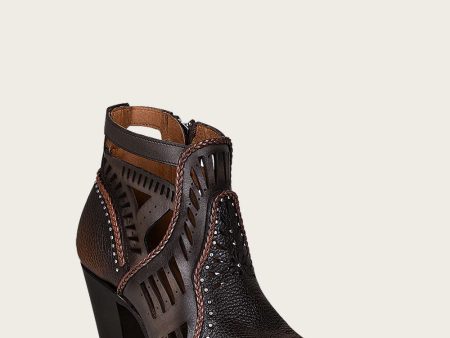 Ankle perforated brown bootie Online Sale