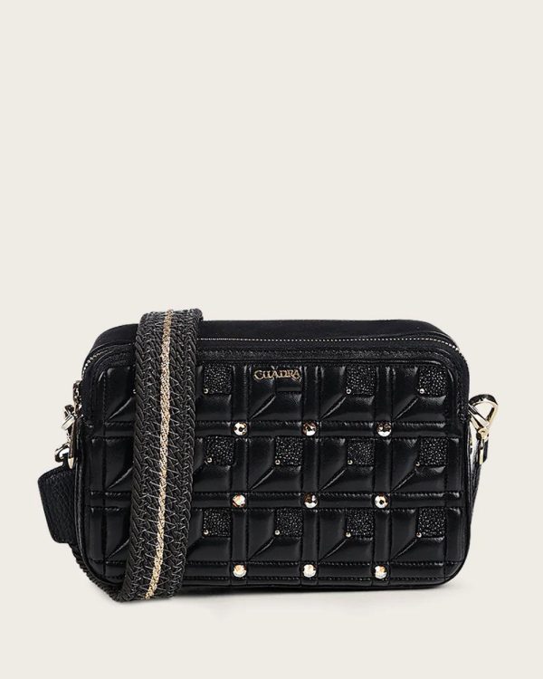 Black with crystals crossbody handbag For Discount