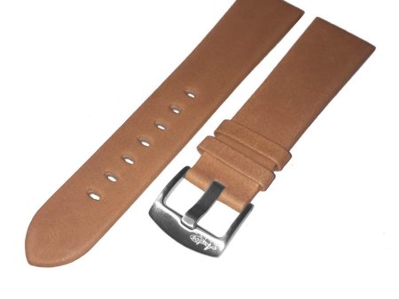 22mm Soft Brown Genuine Italian Leather Watch Strap by Arctos-Elite Germany. Surgical Steel Buckle. Online now