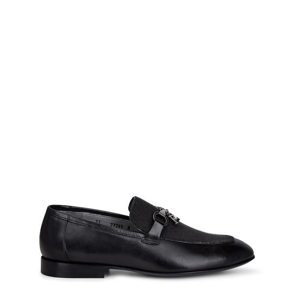 Black stingray slip-on moccasin For Cheap