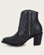 Ankle perforated black exotic bootie Online Hot Sale